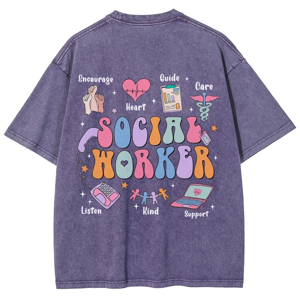 Social Worker Unisex Fit Washed T-Shirt Customscool