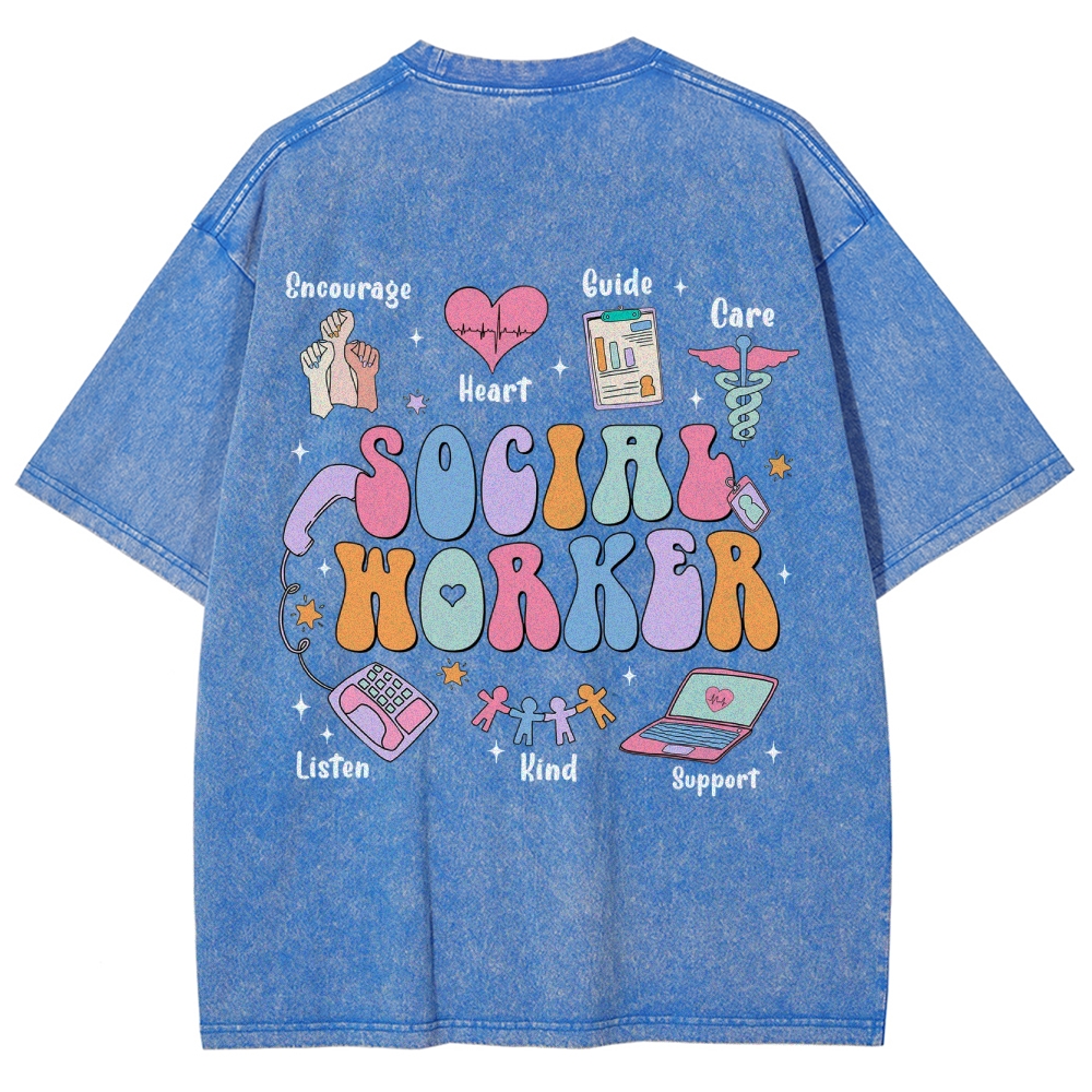 Social Worker Unisex Fit Washed T-Shirt Customscool