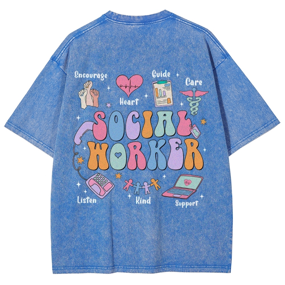 Social Worker Unisex Fit Washed T-Shirt Customscool