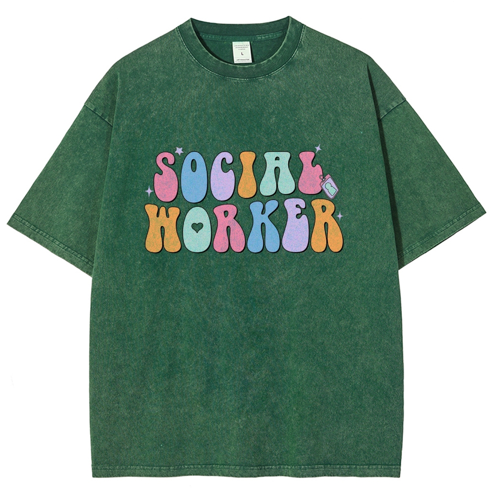 Social Worker Unisex Fit Washed T-Shirt Customscool