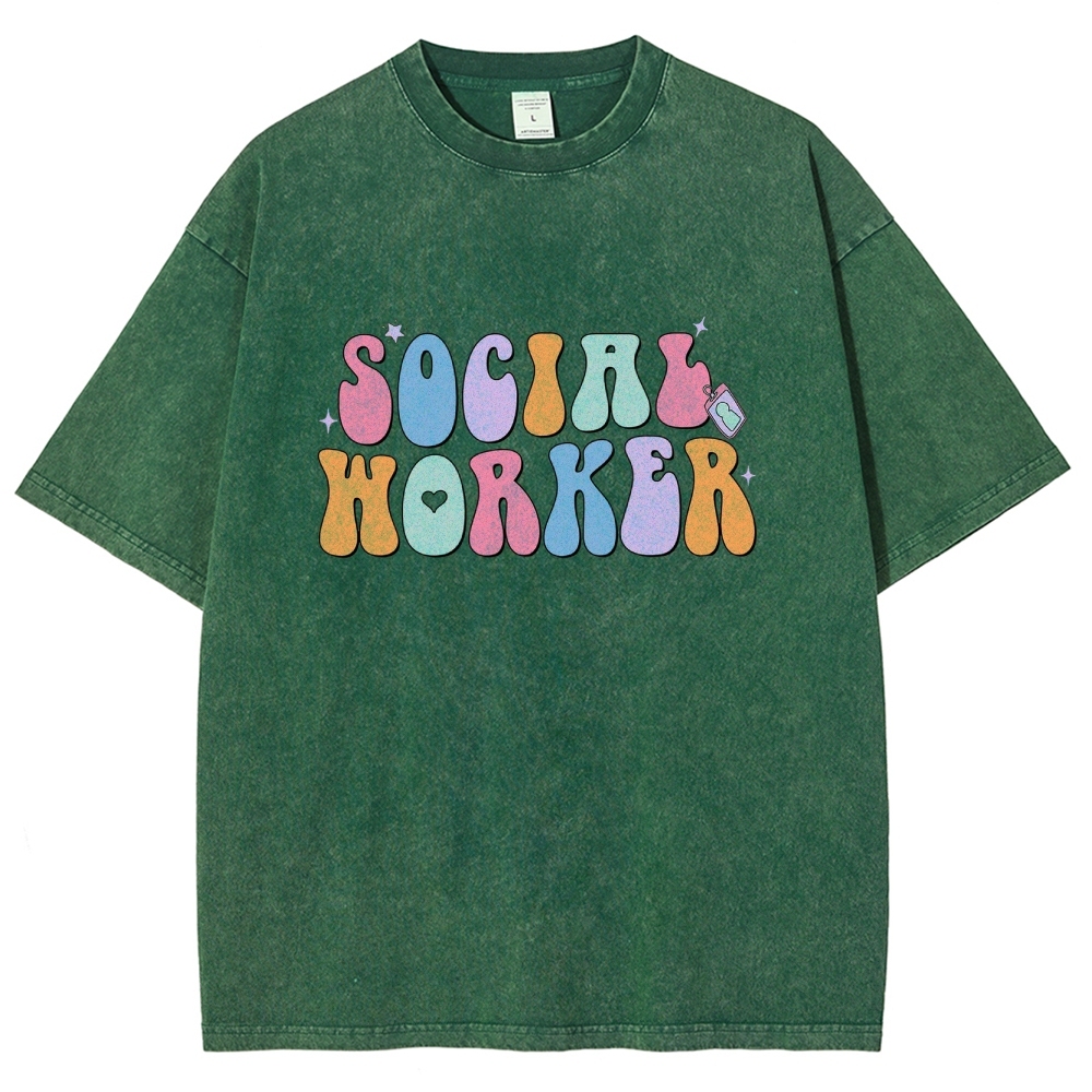 Social Worker Unisex Fit Washed T-Shirt Customscool