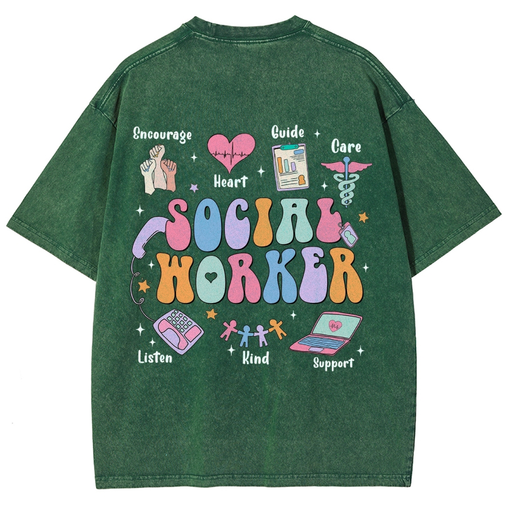 Social Worker Unisex Fit Washed T-Shirt Customscool