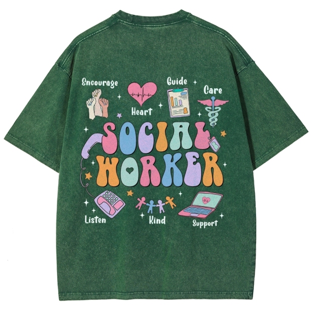 Social Worker Unisex Fit Washed T-Shirt Customscool