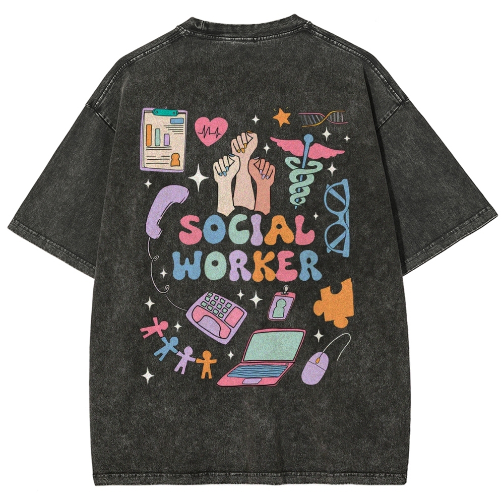 Social Worker Unisex Fit Washed T-Shirt