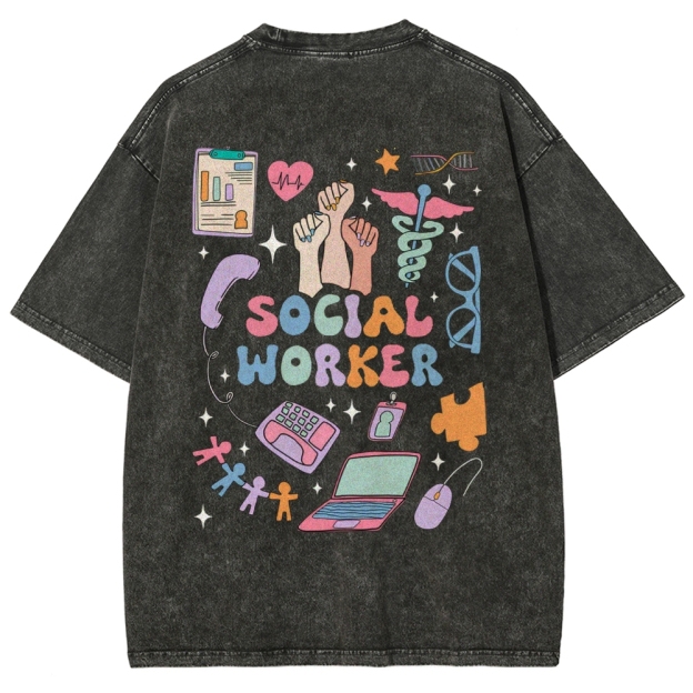 Social Worker Unisex Fit Washed T-Shirt