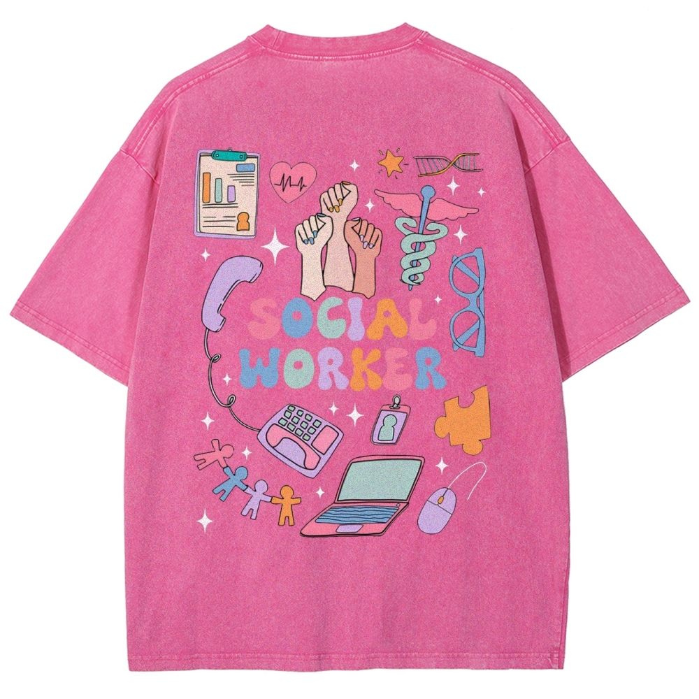 Social Worker Unisex Fit Washed T-Shirt