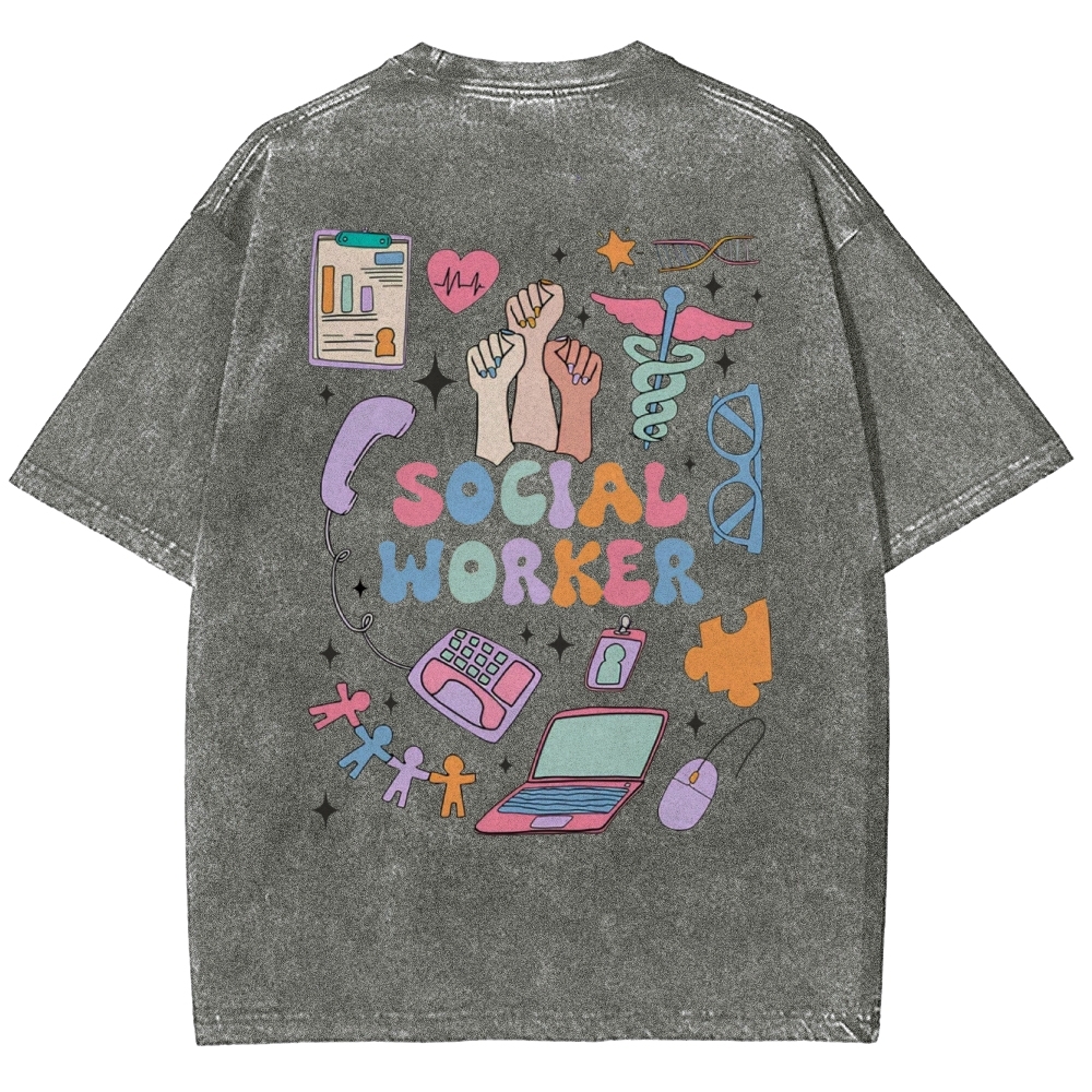 Social Worker Unisex Fit Washed T-Shirt