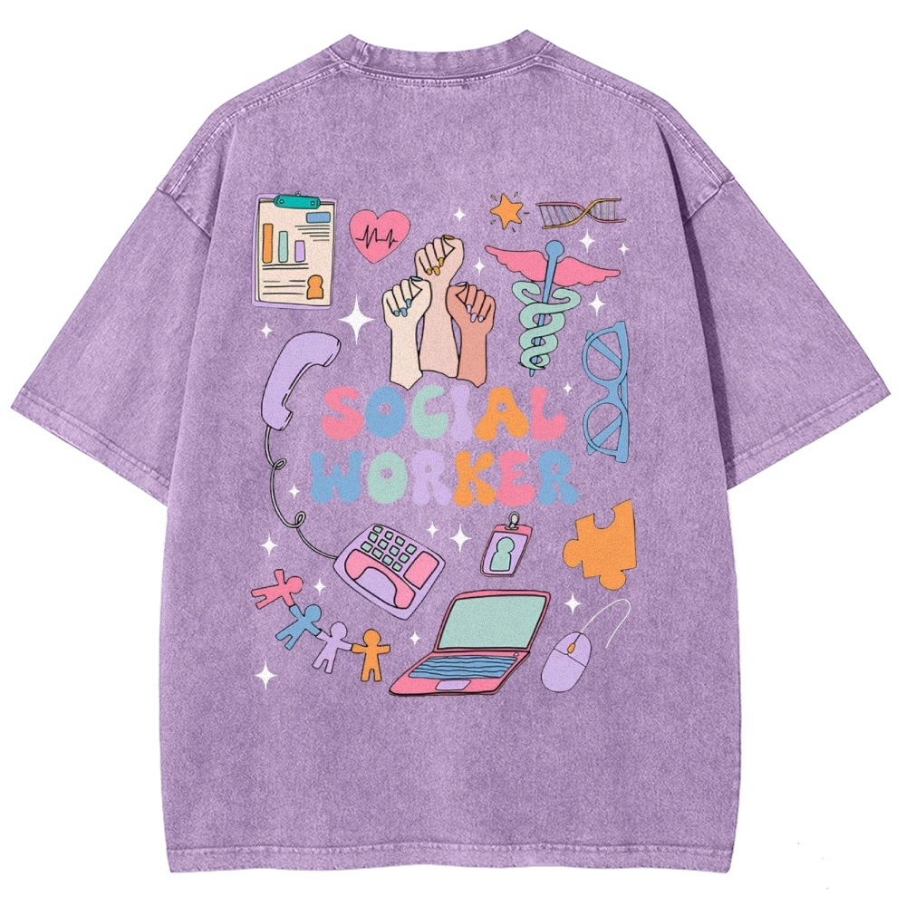 Social Worker Unisex Fit Washed T-Shirt