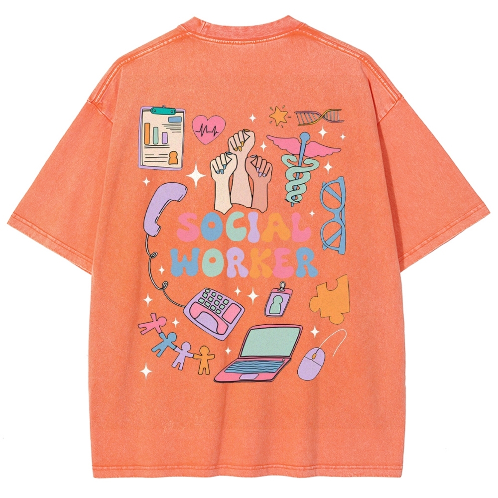 Social Worker Unisex Fit Washed T-Shirt