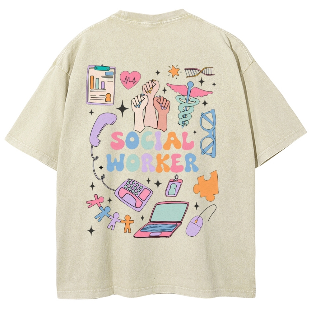 Social Worker Unisex Fit Washed T-Shirt