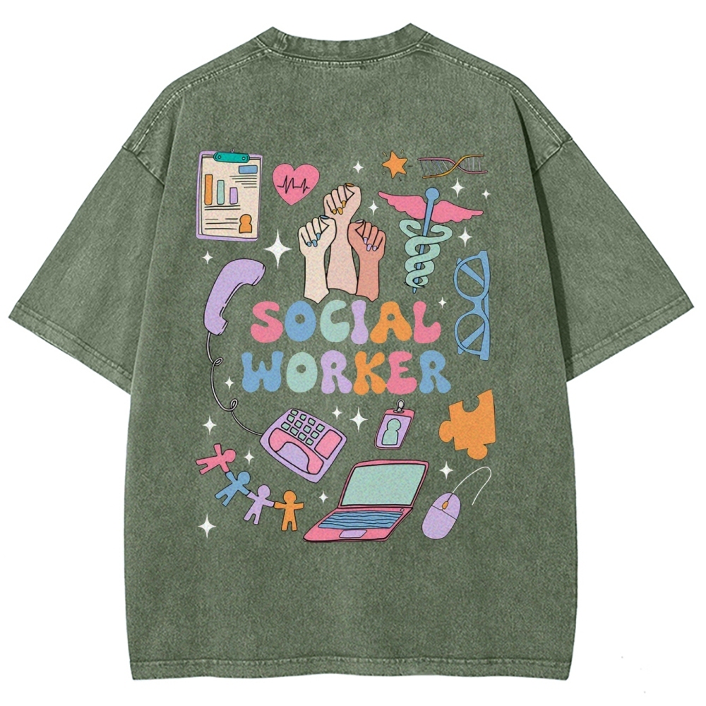 Social Worker Unisex Fit Washed T-Shirt