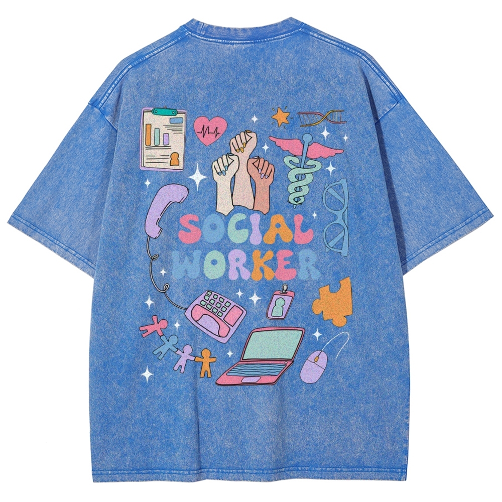 Social Worker Unisex Fit Washed T-Shirt
