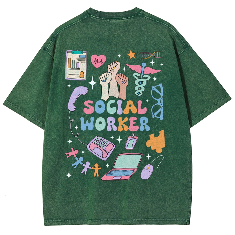 Social Worker Unisex Fit Washed T-Shirt