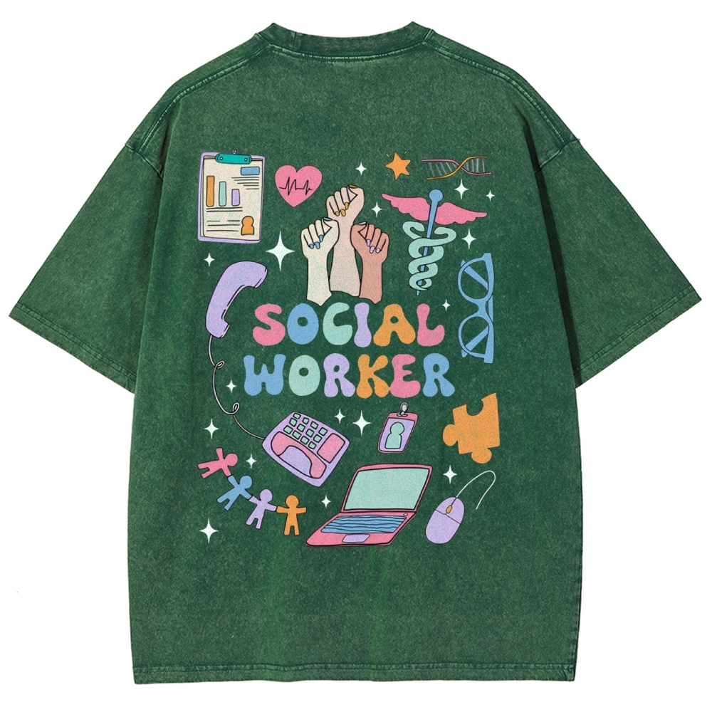 Social Worker Unisex Fit Washed T-Shirt