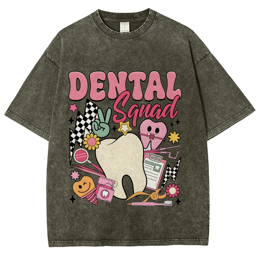 DENTAL SQUAD Unisex Fit Washed T-Shirt Customscool