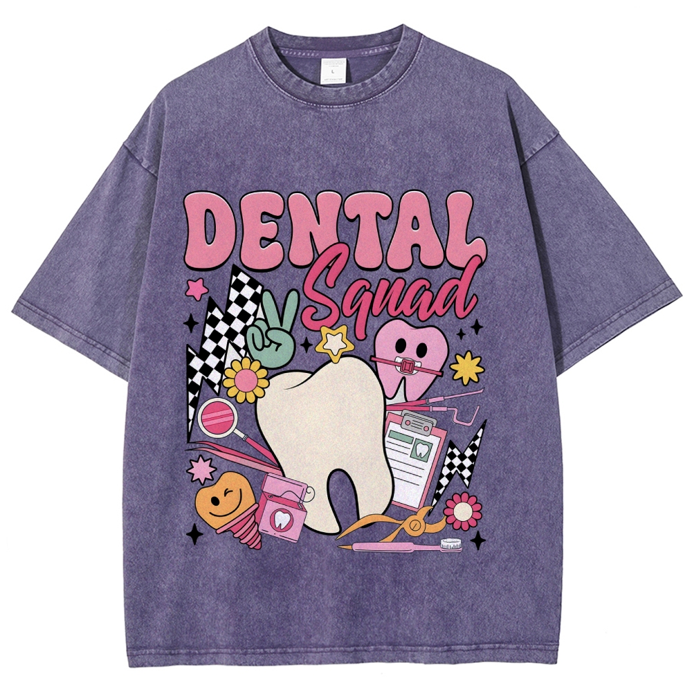 DENTAL SQUAD Unisex Fit Washed T-Shirt Customscool