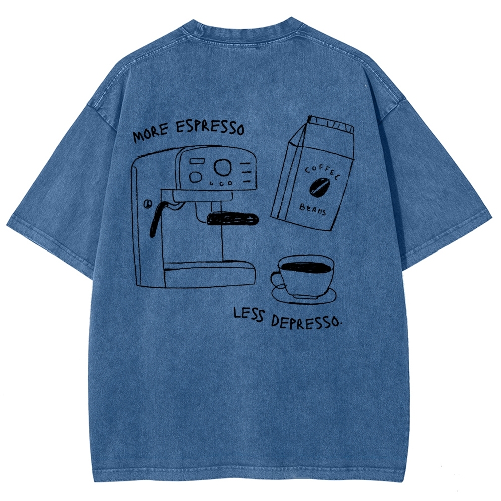 More espresso less depresso minimalistic Unisex Fit Washed T-Shirt