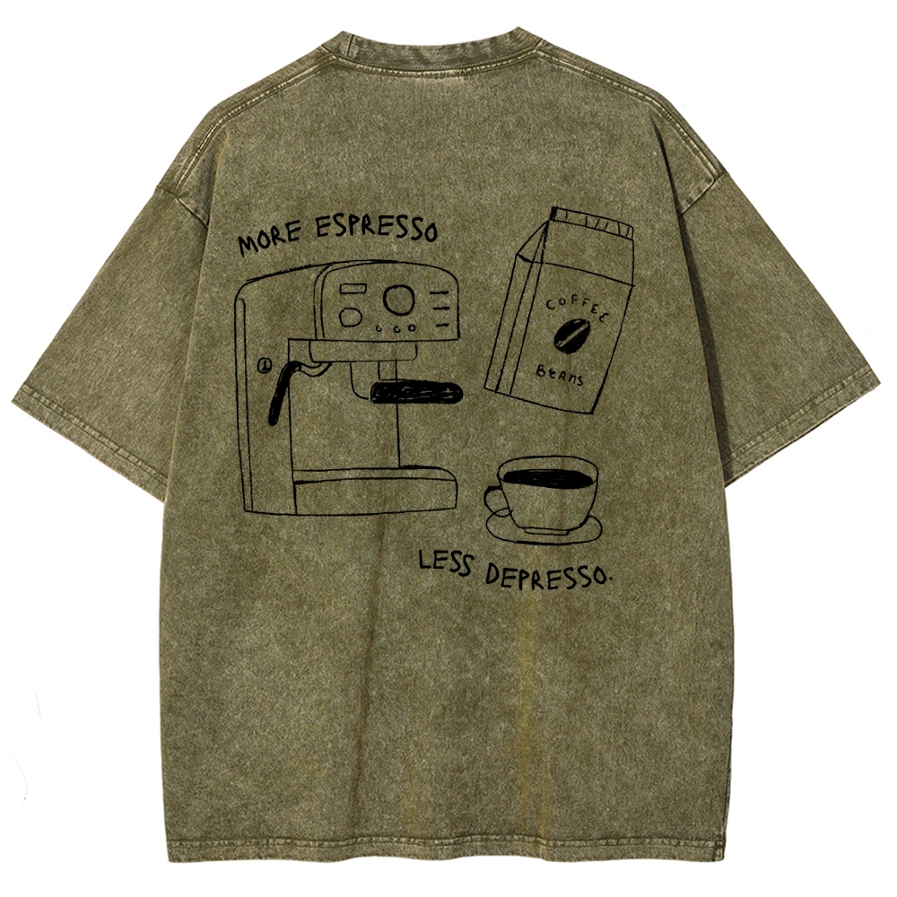 More espresso less depresso minimalistic Unisex Fit Washed T-Shirt