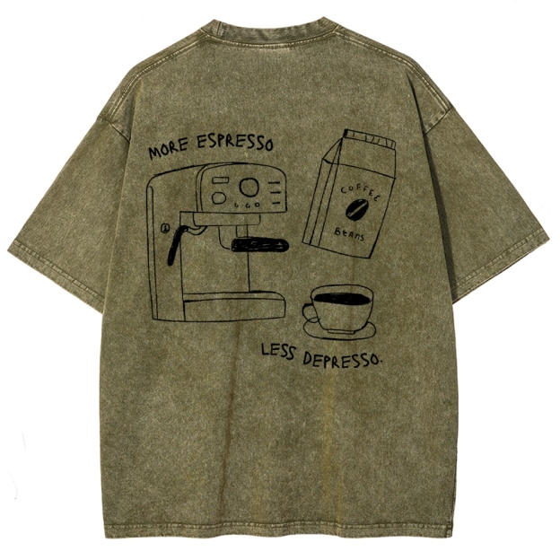 More espresso less depresso minimalistic Unisex Fit Washed T-Shirt