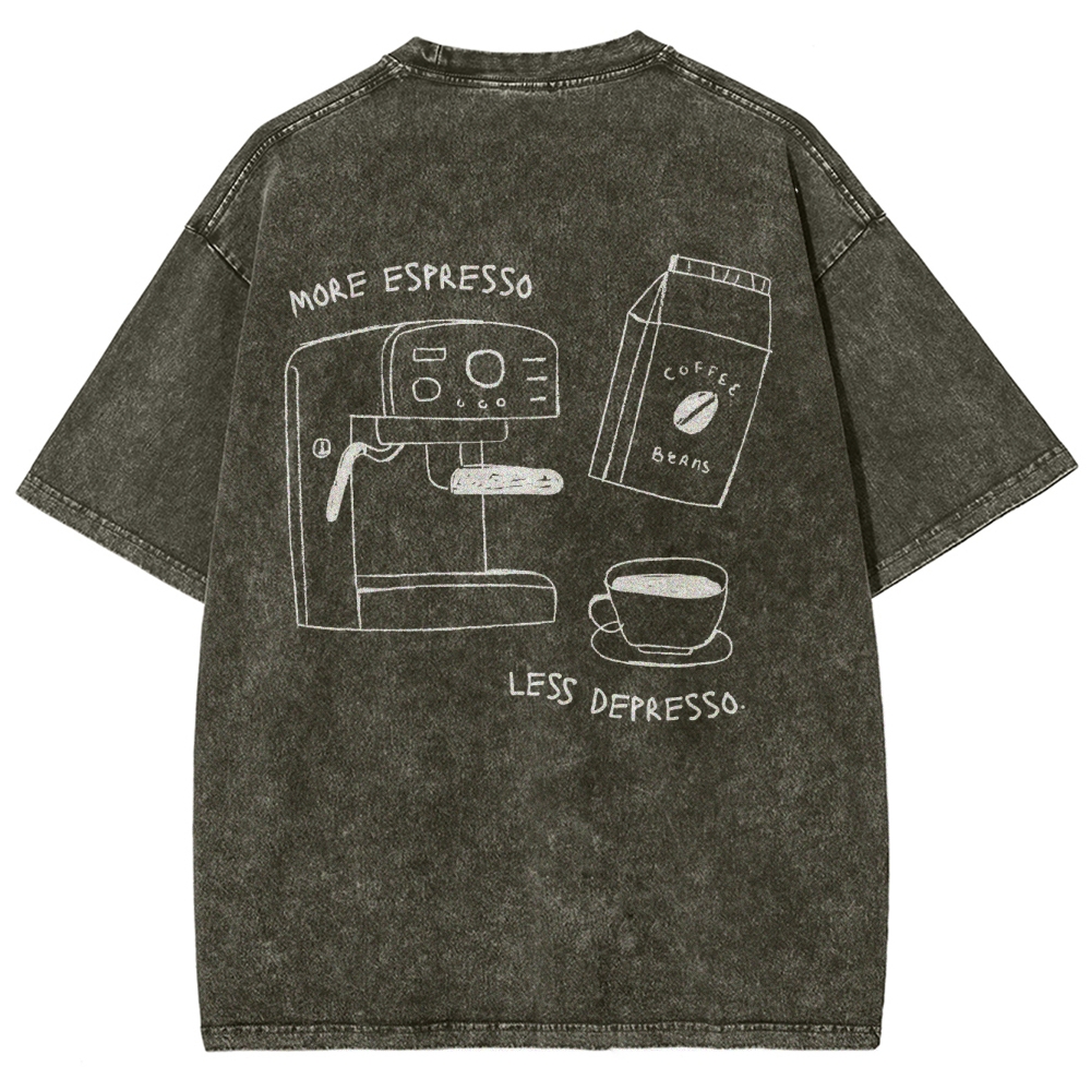 More espresso less depresso minimalistic Unisex Fit Washed T-Shirt