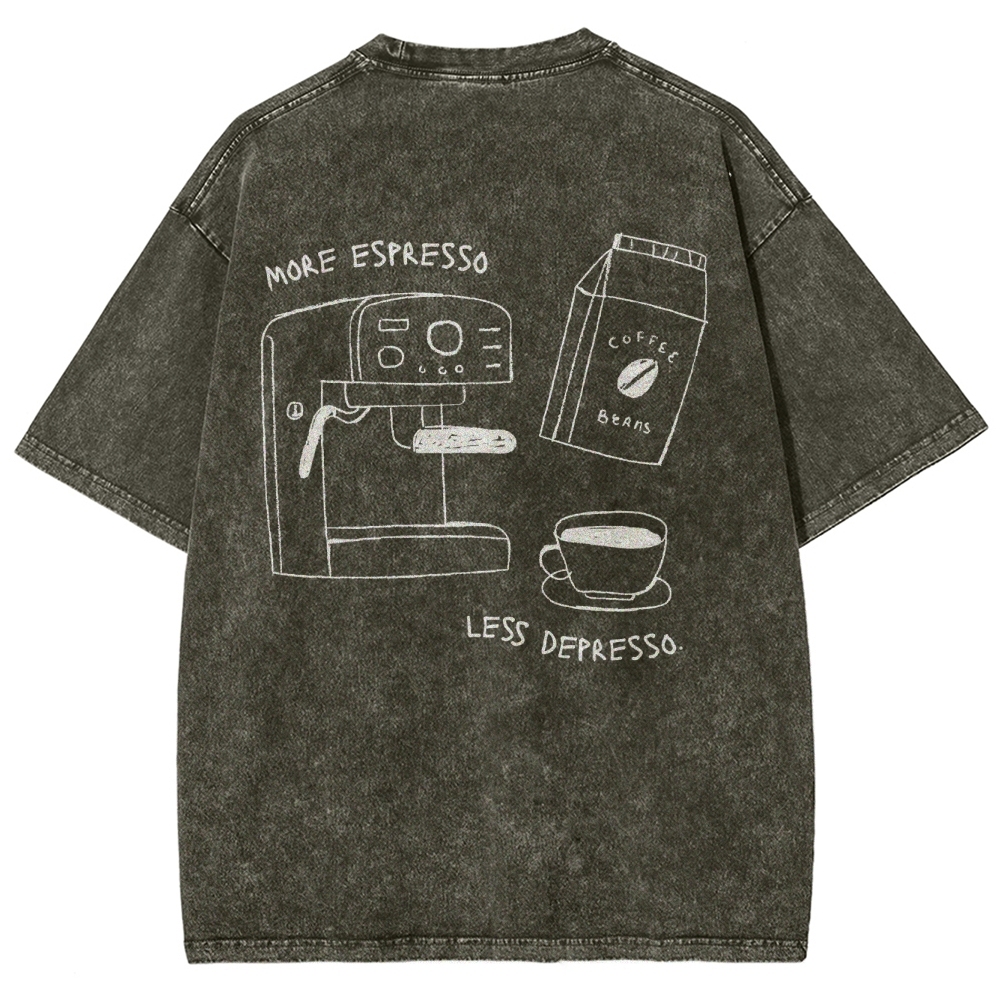 More espresso less depresso minimalistic Unisex Fit Washed T-Shirt