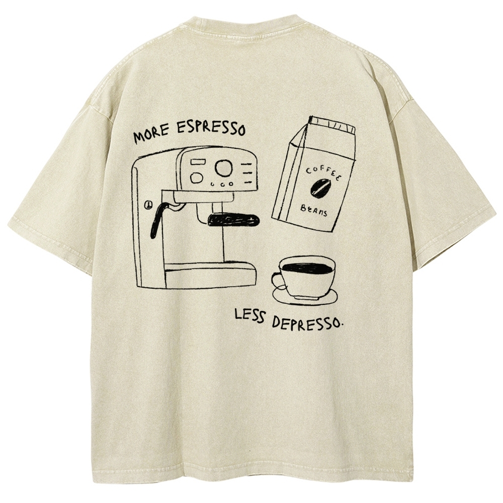 More espresso less depresso minimalistic Unisex Fit Washed T-Shirt