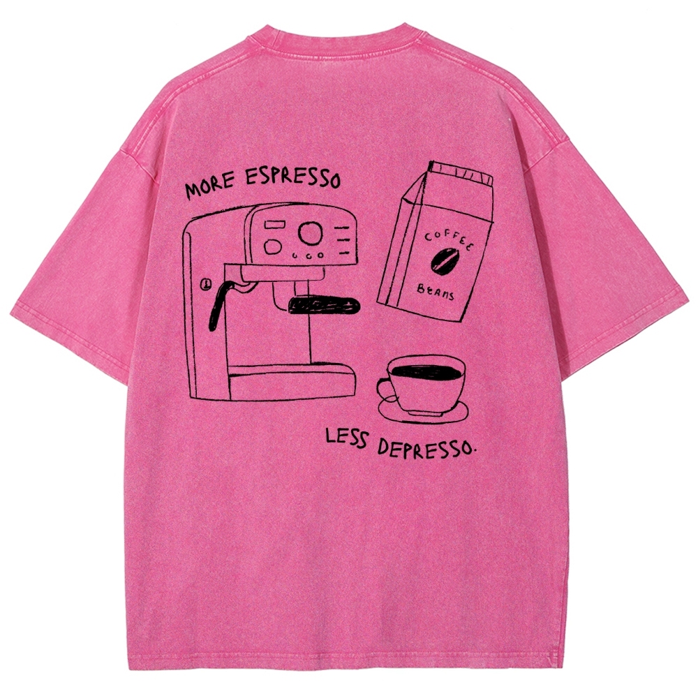 More espresso less depresso minimalistic Unisex Fit Washed T-Shirt