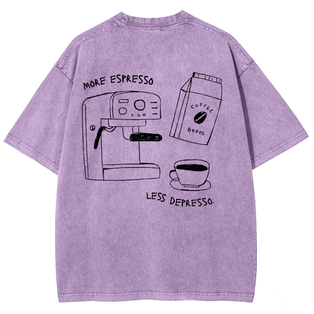 More espresso less depresso minimalistic Unisex Fit Washed T-Shirt