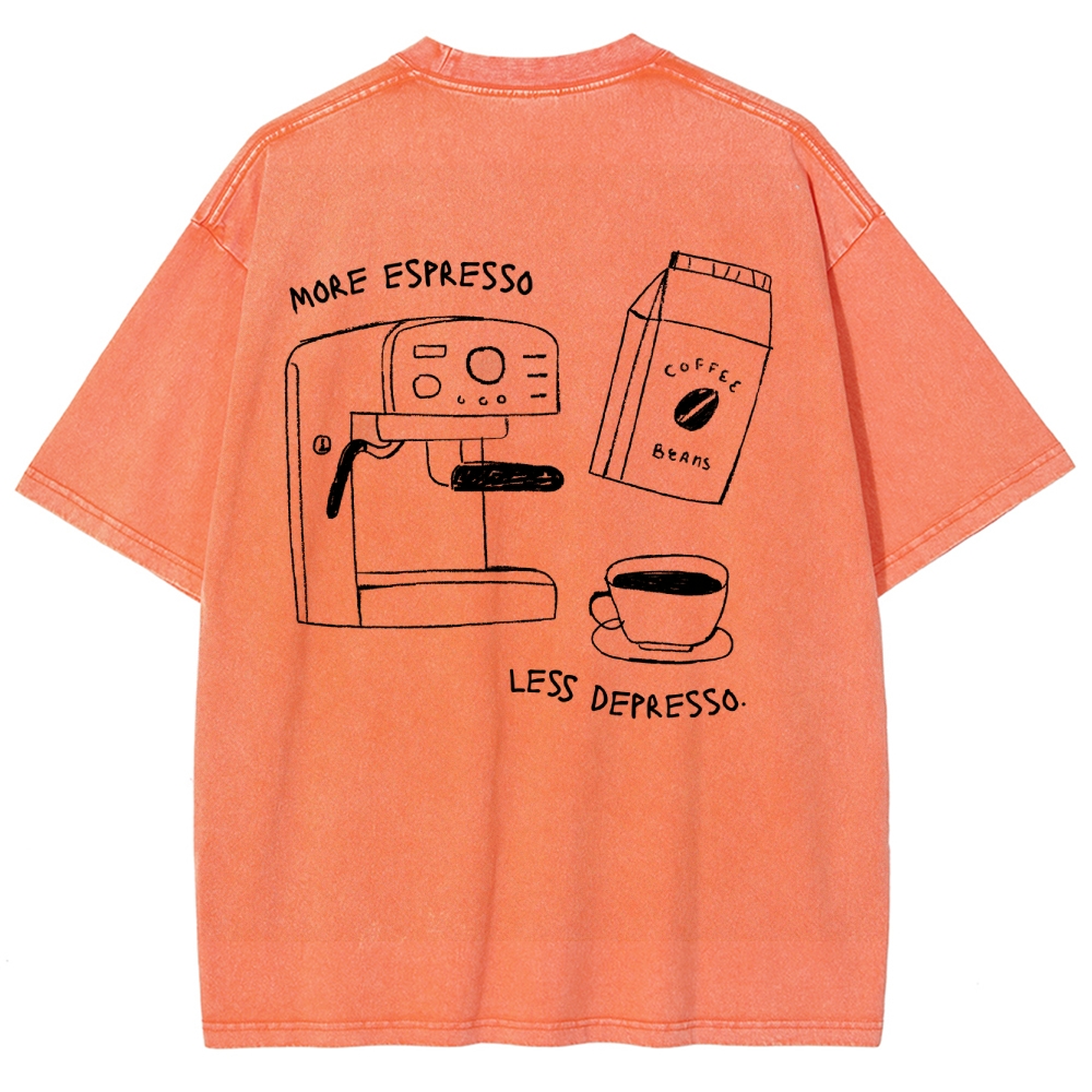 More espresso less depresso minimalistic Unisex Fit Washed T-Shirt