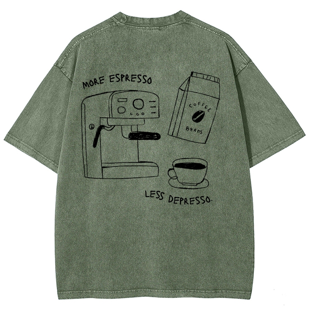 More espresso less depresso minimalistic Unisex Fit Washed T-Shirt