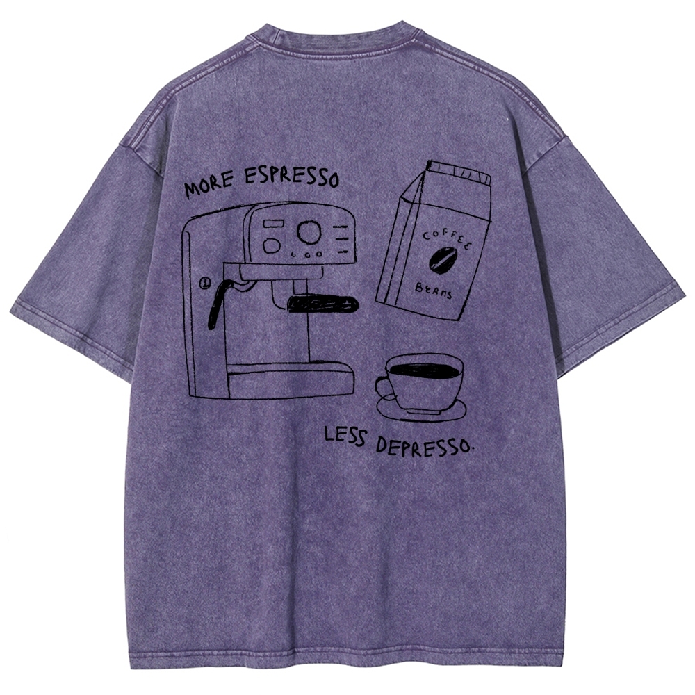 More espresso less depresso minimalistic Unisex Fit Washed T-Shirt