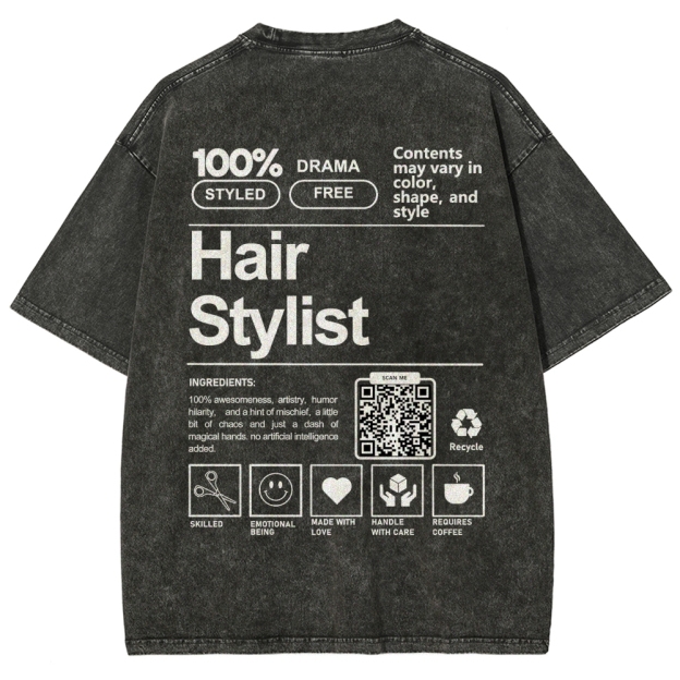 Hair Stylist Addcustom Or Code Unisex Fit Washed T-Shirt