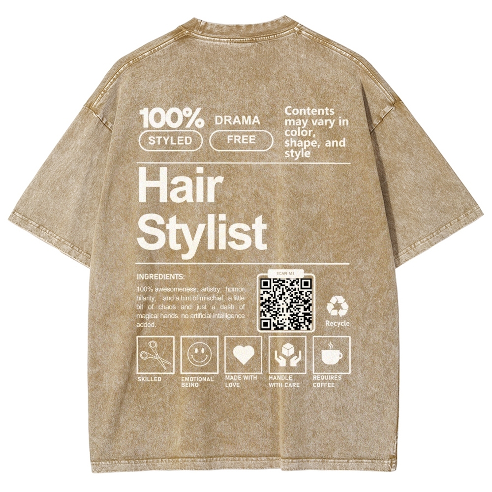 Hair Stylist Addcustom Or Code Unisex Fit Washed T-Shirt