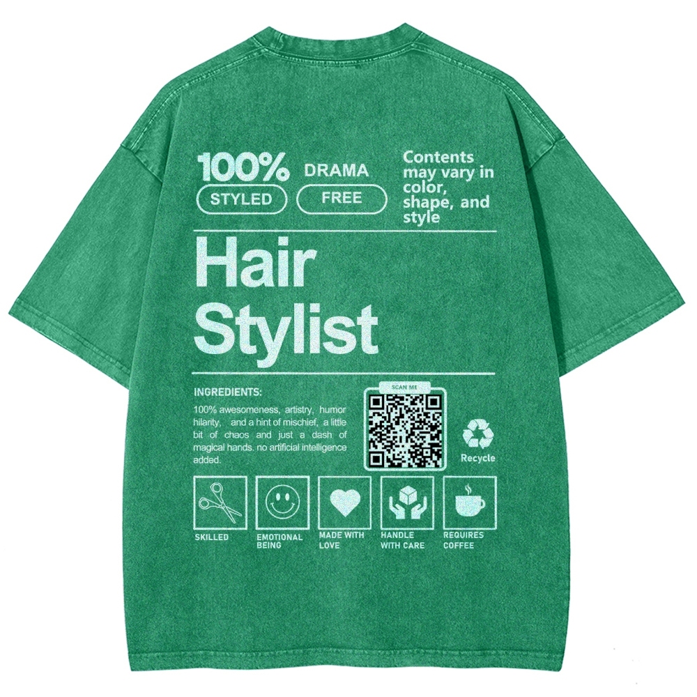 Hair Stylist Addcustom Or Code Unisex Fit Washed T-Shirt