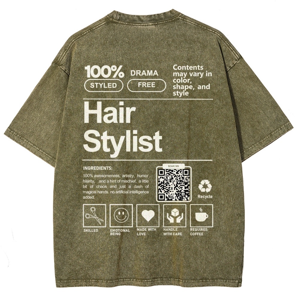 Hair Stylist Addcustom Or Code Unisex Fit Washed T-Shirt