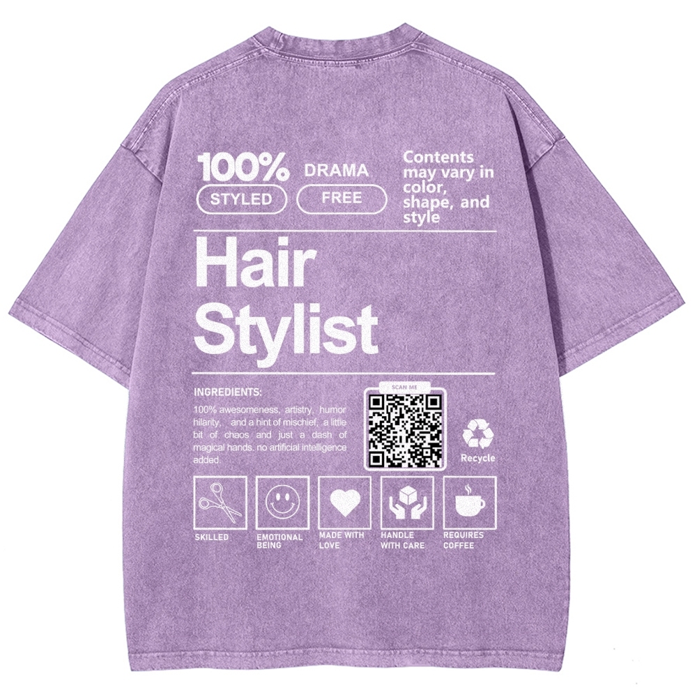 Hair Stylist Addcustom Or Code Unisex Fit Washed T-Shirt