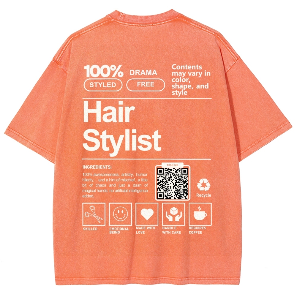 Hair Stylist Addcustom Or Code Unisex Fit Washed T-Shirt