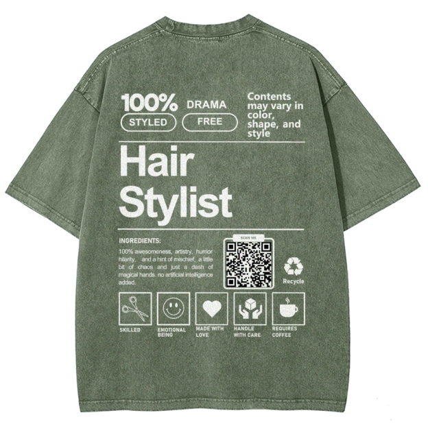 Hair Stylist Addcustom Or Code Unisex Fit Washed T-Shirt