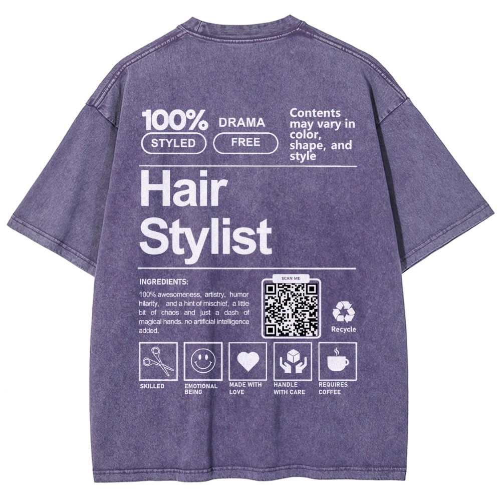 Hair Stylist Addcustom Or Code Unisex Fit Washed T-Shirt