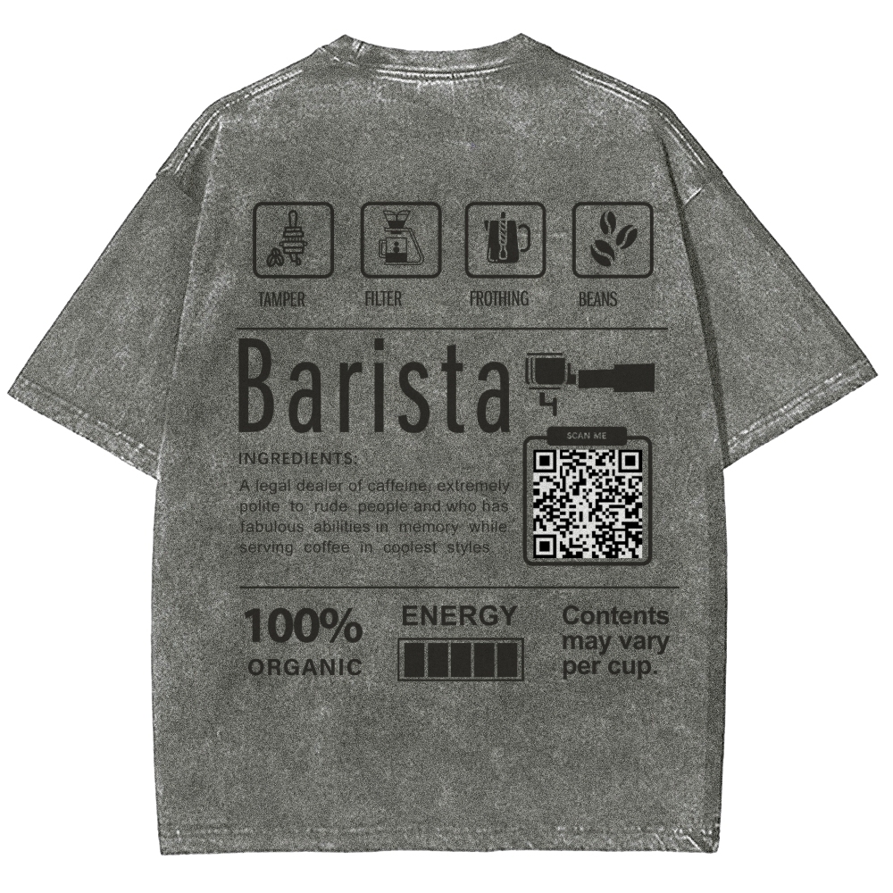 Barista Addcustom QR Code Unisex Fit Washed T-Shirt