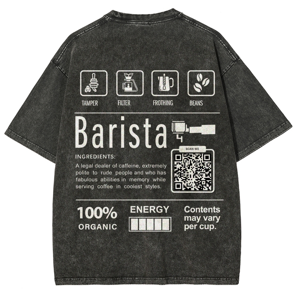Barista Addcustom QR Code Unisex Fit Washed T-Shirt