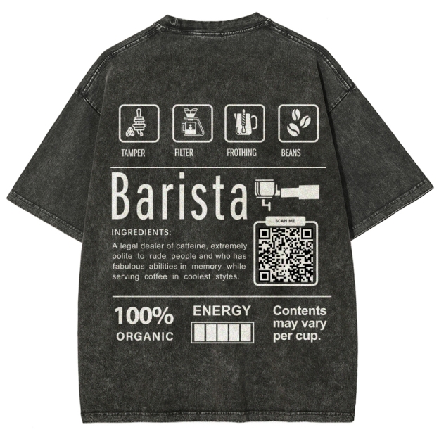 Barista Addcustom QR Code Unisex Fit Washed T-Shirt