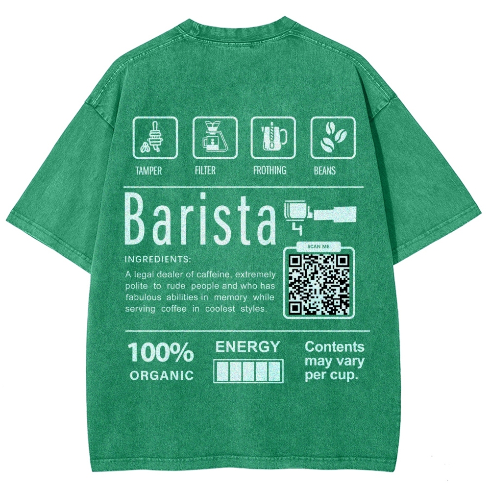 Barista Addcustom QR Code Unisex Fit Washed T-Shirt