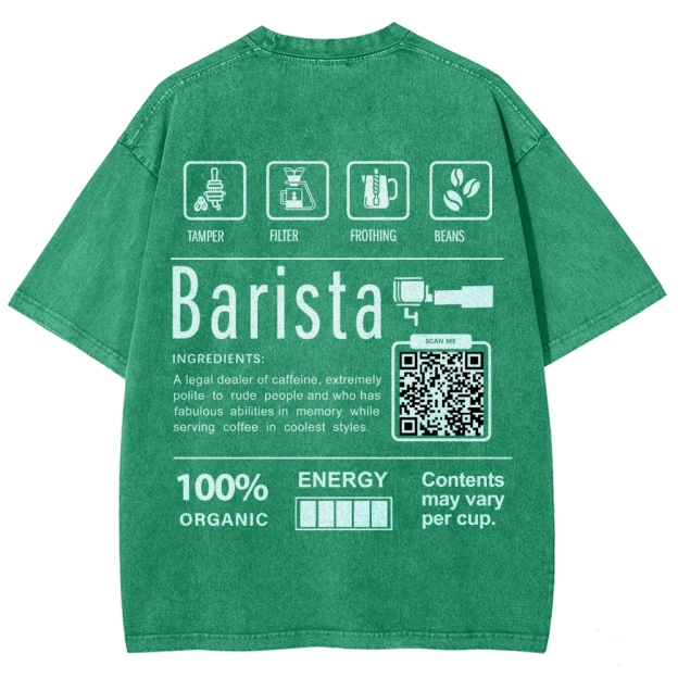 Barista Addcustom QR Code Unisex Fit Washed T-Shirt