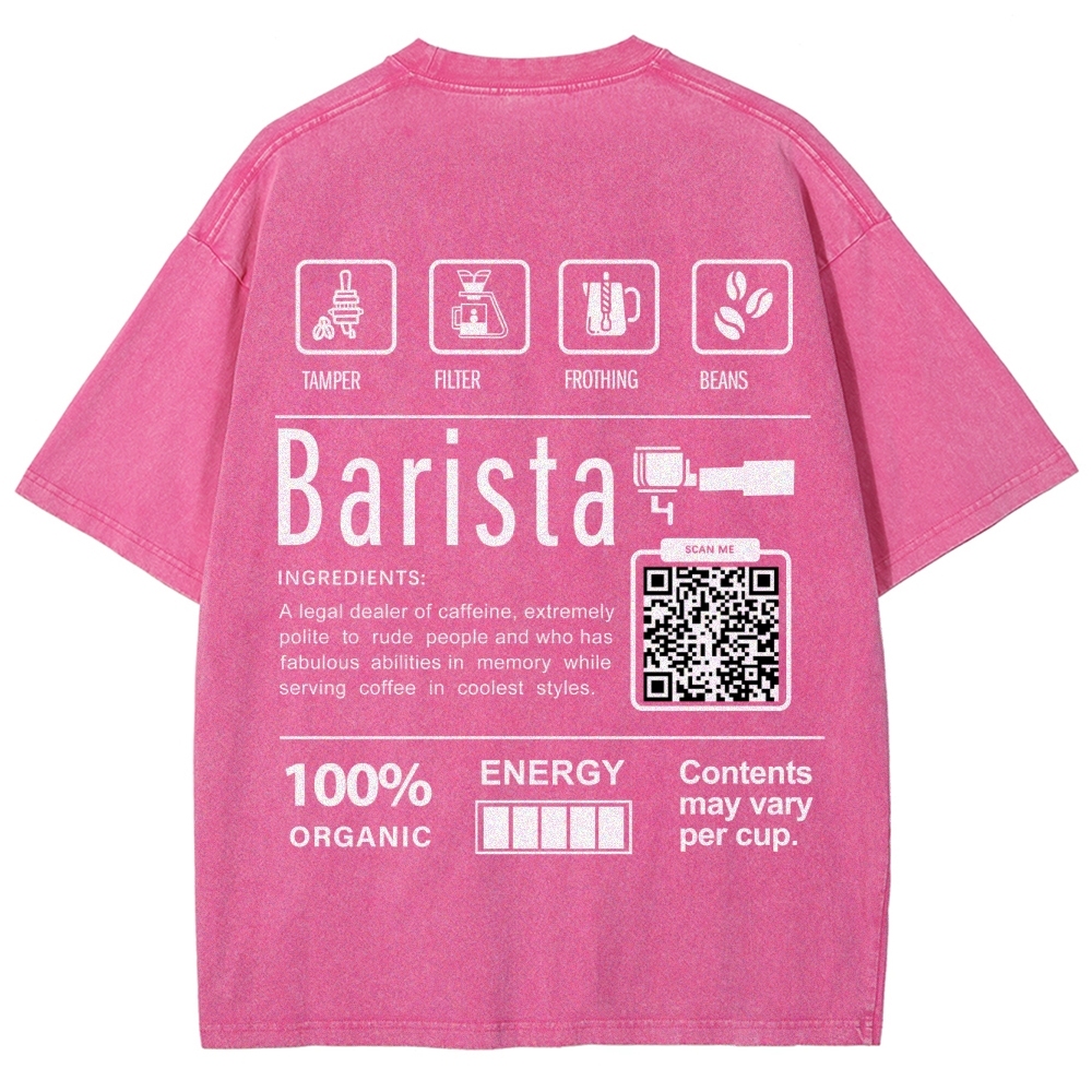 Barista Addcustom QR Code Unisex Fit Washed T-Shirt