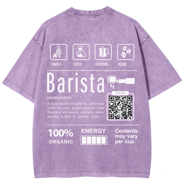 Barista Addcustom QR Code Unisex Fit Washed T-Shirt