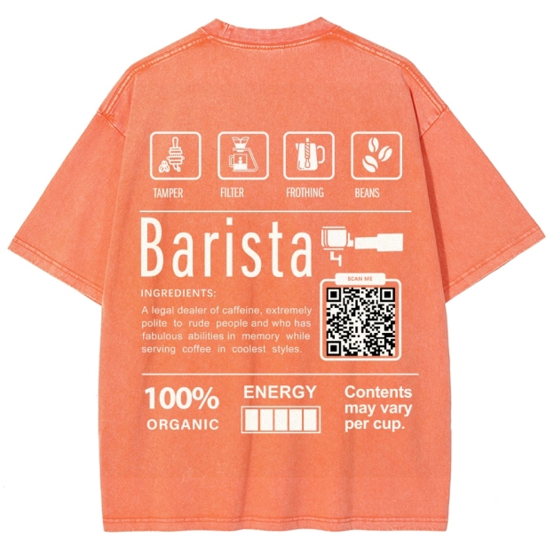 Barista Addcustom QR Code Unisex Fit Washed T-Shirt