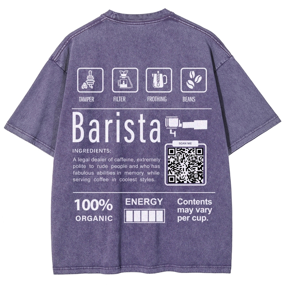 Barista Addcustom QR Code Unisex Fit Washed T-Shirt