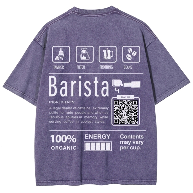 Barista Addcustom QR Code Unisex Fit Washed T-Shirt
