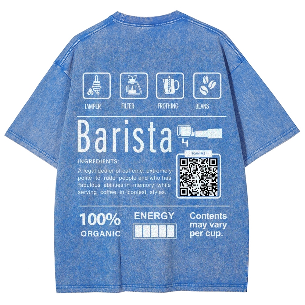 Barista Addcustom QR Code Unisex Fit Washed T-Shirt